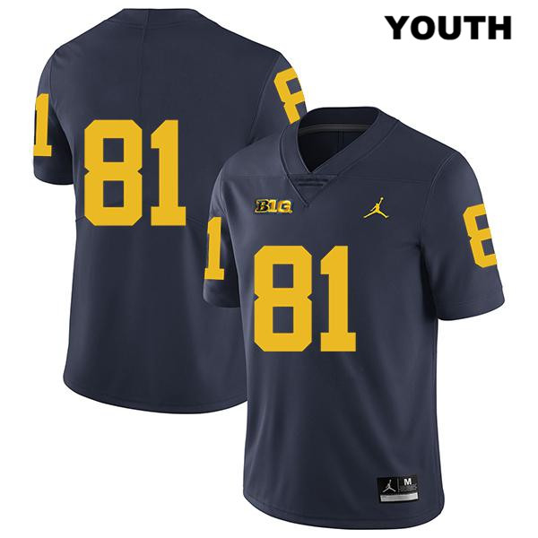Youth NCAA Michigan Wolverines Nate Schoenle #81 No Name Navy Jordan Brand Authentic Stitched Legend Football College Jersey RQ25M61CD